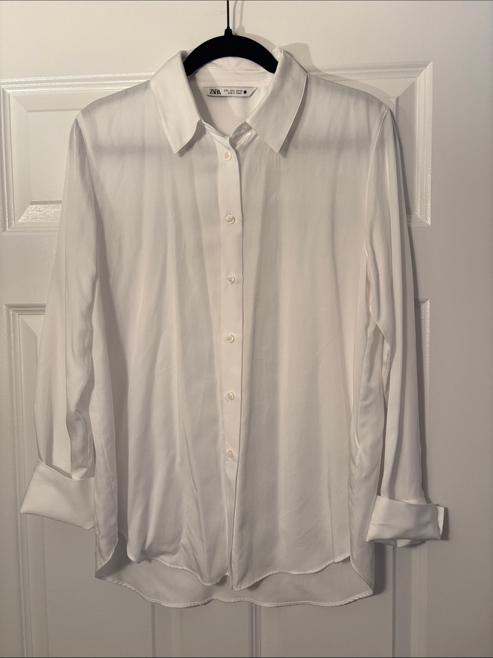 Zara White Long-Sleeve Button Shirt